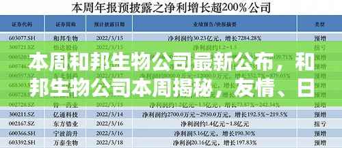 和邦生物公司揭秘,友情、日常与爱的温馨编织时刻本周揭晓
