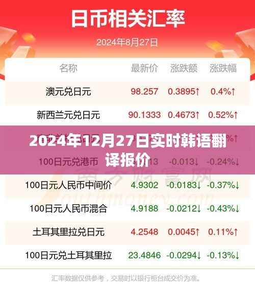 韩语实时翻译报价（2024年12月27日更新）