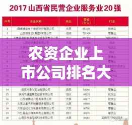 农资企业上市公司排名大揭秘，谁是行业领头羊？