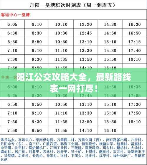 阳江公交攻略大全,最新路线表一网打尽!